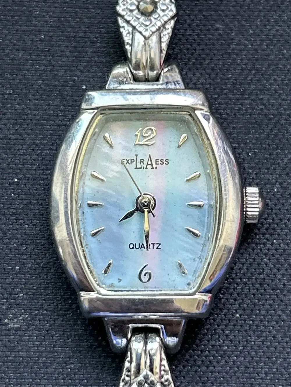 LA Express Blue MOP Dial Silver Tone Women’s Quartz Watch